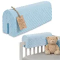 Produktbild: Bettkantenschutz für Kinderbetten Minky 90 cm - Schutz für Bettrahmen Baby Bett rausfallschutz für boxspringbett bettgitter mit Minky Bezug Kantenschutz Kinder Babybett Oeko-Tex Blau