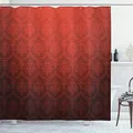 Produktbild: ABAKUHAUS Dunkelrot Duschvorhang, Vintage Blumen Stil Ombre, Stoffliches Gewebe Badezimmerdekorationsset mit Haken, 175 x 200 cm, Schwarz Rot