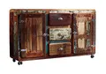 Produktbild: MASSIVMOEBEL24.DE | FREEZY massives Sideboard #07 - Mehrfarbig, lackiert aus Altholz 3 Schubladen - 2 Türen 40x150x90cm Kommode Tv-Sideboard Wohnzimmer-Schrank