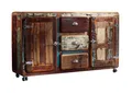 Produktbild: Altholz Sideboard bunt Kommode m. Rollen Massivholz Schrank mehrfarbig 150x40x90