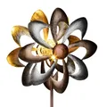 Produktbild: Metall Doppel Windrad mit Solar LED Glaskugel - Ø 23 cm - Deko Gartenstecker mit Beleuchtung in warm weiß - Garten Deko Windspiel Windmühle Blumenstecker Beetstecker beleuchtet wetterfest