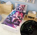 Produktbild: Glow in the Dark Bettwäsche leuchtend + 10 SPIELE Kinderbettwäsche 135x200 Auto Bettwäsche Rennauto