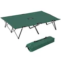Produktbild: Outsunny Campingbett Klappbar für 2 Personen Feldbett Klappbett mit Tragetasche bis 136 kg belastbar Stahl Oxford Grün+Schwarz 193 x 125 x 40 cm