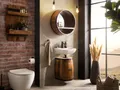 Produktbild: Woodkings Badmöbel Set Barrel aus Holz – 3-teiliges Badezimmermöbel Set im rustikalen Fassdesign mit Spiegel und Wandregal