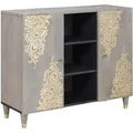 Produktbild: vidaXL Sideboard Grau und Gold 90 x 33 x 75 cm Massivholz Mango 4018800