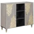 Produktbild: vidaXL Sideboard Grau und Gold 90 x 33 x 75 cm Massivholz Mango