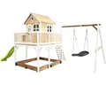 Produktbild: Spielhaus mit Stelzen axi Liam 613 x 277 cm Holz braun inkl. grüne Rutsche, schw