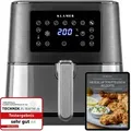 Produktbild: KLAMER 63378, Heißluftfritteuse, 5,5 l, Einzelbild, Schwarz, Silber, Berührung, 1700 W - Schwarz/Silber