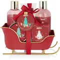 Produktbild: BRUBAKER 6-tlg. Bade- und Dusch Set Geschenkset Schlitten Rot Weihnachten