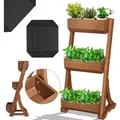 Produktbild: Kesser - Hochbeet Mit Etagen Premium Blumenkasten Blumentreppe Pflanztreppe - Gemüsebeet Kräuterbeet Pflanzkübel Frühbeet Blumenbeet Pflanzkasten Braun / 3 Etagen