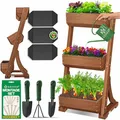 Produktbild: KESSER® Hochbeet mit 3 Etagen Premium Blumenkasten Blumentreppe Pflanztreppe Gemüsebeet Kräuterbeet Pflanzkübel Frühbeet Blumenbeet Pflanzkasten mit Gartenvlies - Beet inkl. Schaufelset, Braun