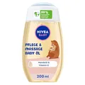 Produktbild: NIVEA BABY Pflege und Massage Öl, pflegendes Babyöl für die zarte Babyhaut mit Mandelöl und Vitamin E, Hautpflege schützt und stärkt empfindliche Haut (200 ml)