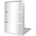 Produktbild: vidaXL Schuhschrank mit 3 Fächern Spiegel Weiß 63x17x102,5 cm 243048