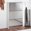 Produktbild: Schuhschrank drei Schicht mit Spiegel 63x17x102.5 cm Weiß