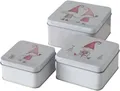 Produktbild: CasaJame 3er Set Metall Keksdose Plätzchendose eckig Wichtel Kinder sortiert V21