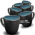 Produktbild: Moritz & Moritz ORGANIC Kaffeetassen Set 6er - Kaffeebecher Set Blau aus robustem Steinzeug mit einzigartigem Farbverlauf - Spülmaschinengeeignetes Tassenset