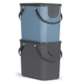 Produktbild: Rotho Albula 2er-Set Mülltrennungssystem 25l für die Küche, Kunststoff (PP) BPA-frei, anthrazit/blau, 2 x 25l (40.0 x 23.5 x 34.0 cm)