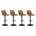 Produktbild: VASAGLE Barhocker 4er Set, Barstühle höhenverstellbar, drehbare Küchenhocker, gesteppter PU-Bezug, mit Rückenlehne und Fußstütze, Esszimmer, Theke, Stahl, karamellbraun LJB295K01
