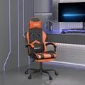 Produktbild: Gaming-Stuhl mit Fußstütze Drehbar Schwarz & Orange Kunstleder