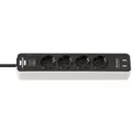 Produktbild: brennenstuhl Ecolor USB-A 4-fach Steckdosenleiste mit Schalter 1,5 m weiß...