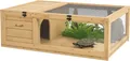 Produktbild: PawHut Schildkrötenhaus aus Holz, Schildkrötengehege mit Haupthäusern, aufklappbare Oberseite, Outdoor-Reptilienkäfig, Terrarium für Schildkröten, Reptilien, Eidechsen, Schlangen, Gelb