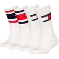Produktbild: Tommy Hilfiger Socken TH KIDS SOCK 4P FLAG & SPORT STRIPE ECOM (4 Paar) mit verstärkten Fersenbereichen weiß 35-38