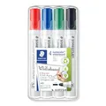 Produktbild: STAEDTLER Whiteboard-Marker Lumocolor, Rundspitze ca. 2 mm Linienbreite, Set mit 4 Farben, hohe Qualität Made in Germany, trocken und rückstandsfrei abwischbar von Whiteboards, 351 WP4