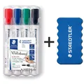 Produktbild: STAEDTLER Whiteboardmarker Lumocolor 351 2mm 4 Farben + Löscher GRATIS