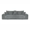 Produktbild: Cord Schlafsofa 3-Sitzer 265 x 105 cm Grau mit Schlaffunktion und Bettkasten – Cordo
