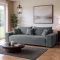 Produktbild: SOFILAND Cordo Schlafsofa 265×150 cm mit Bettkasten – Cord Sofa TILIA Breitcord, SoftTouch Komfort, Nosag-Federung, abnehmbare Kissen, Easy Clean & Pet Friendly (Grau)