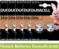 Produktbild: 10 Stück Knopfzelle Duracell Long Life Lithium Batterie CR2450 DL2450 ECR2450