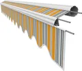 Produktbild: Leudus Markisenstoff mit Volant für 3,5x3m Markisen Markisenersatzstoff Markisentuch Sonnenschutz fertig genäht (3,38x3m SPD040)
