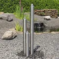 Produktbild: CLGarden Edelstahl Säulenbrunnen ESB1 mit 3 Säulen 100cm Gartenbrunnen Wasserspiel Brunnen Außenbereich Springbrunnen mit LED Beleuchtung 12V …