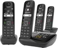 Produktbild: Gigaset Gigaset AS690A Quattro - 4 Schnurlose Telefone mit Anrufbeantworter Schnurloses DECT-Telefon (Mobilteile: 4, Anrufschutz & Anrufbeantworter & Kontrastreiches Display)