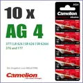 Produktbild: ✅ 10 Batterien AG4 für u.a. Swatch Uhren. Camelion, AG 4 = 376/377/LR626/SR626W