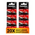 Produktbild: 20x 377 LR626 AG4 Knopfzellen 1.5V | SR626SW SR66 V377 G4 Batterien für Uhren