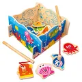 Produktbild: Bino world of toys Angelspiel Set Spielzeug für Kinder ab 3 Jahre (mit Angelrute und magnetischem Köder, magnetischer Fisch, fördert Hand-/Augen-Koordination, Maße: 18,6 × 5,5 × 12,8 cm), Bunt