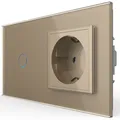 Produktbild: LIVOLO Glas Touch Taster Lichtschalter Relaissteuerung Impuls Steckdose Gold