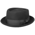 Produktbild: LIERYS Crushable Pork Pie Hut Herren Damen Hut aus 100% Wollfilz Wasserabweisend Mit Garniturband Made in Italy Herbst Winter schwarz 57 cm