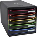 Produktbild: Exacompta Schubladenbox 309914D, Big Box Plus, A4, Kunststoff 5 Fächer offen schwarz-bunt/schwarz