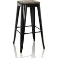 Produktbild: Barhocker VANTAGGIO HIGH WS metallic schwarz / Sitz Echtholz drehbar dunkel hjh OFFICE