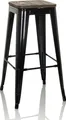 Produktbild: hjh OFFICE Barhocker VANTAGGIO HIGH WS Stahl / Ulmenholz Hocker bis 150 kg belastbar Sitzhöhe 77 cm