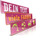 Produktbild: schildEVO 1 Fun-Schild geprägt | Pink Glitter mit Wunschtext bis zu 16 Zeichen | Aluminium Namensschild | Individuelles Fun-Kennzeichen | Bohrlöcher & Saugnäpfe