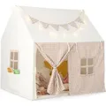 Produktbild: COSTWAY Kinderzelt für Drinnen, Kinder Spielhaus mit Matte & Lichtern, Spielzelt für Jungen & Mädchen 3-8 Jahren, Beige - Beige