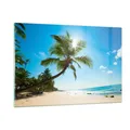 Produktbild: Wandbilder 120x80cm Glasbild Strand Palme Meer Groß XXL Bilder Art Wanddeko