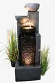 Produktbild: Arnusa Großer Gartenbrunnen mit LED Beleuchtung Springbrunnen Kaskade Wasserspiel Gartendekoration, Schwarz, Grau