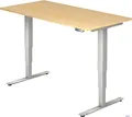Produktbild: HAMMERBACHER Schreibtisch Schreibtisch 160x80x62-127cm Ahorn/silber elektrisch höhenverstellbar