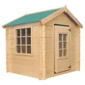 Produktbild: Timbela M570Z-1 Kinderspielhaus aus Holz - Spielhaus im Freien für Kinder - 111x113xH121 cm/0.9 m2 Gartenspielhaus - Garten-Sommerhaus für Kinder (Die Dachfarbe ist grün)