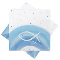 Produktbild: Servietten Fisch Blau Regenbogen Tischdeko Kommunion Konfirmation Taufe 20 Stück