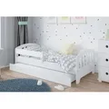 Produktbild: Kinderbett 80x160 | 80x180 | 90x200 cm mit Schublade, Rausfallschutz & Lattenrost in weiß 160 x 80 Mädchen Jungen Bett - Weiß